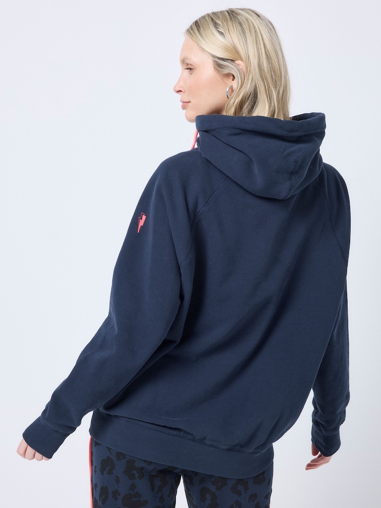 SCAMP & DUDE Blue Cowl Neck Hoodie - Image 2 of 5 SCAMP & DUDE Blue Cowl Neck Hoodie - Image 2 of 5