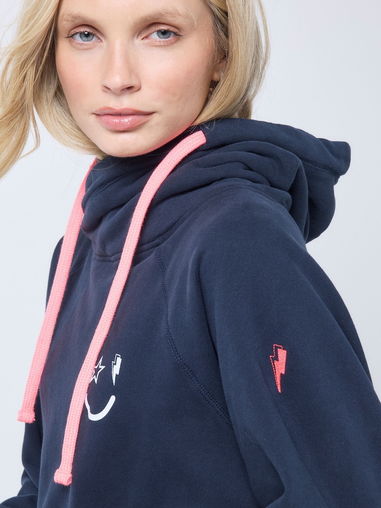 SCAMP & DUDE Blue Cowl Neck Hoodie - Image 5 of 5