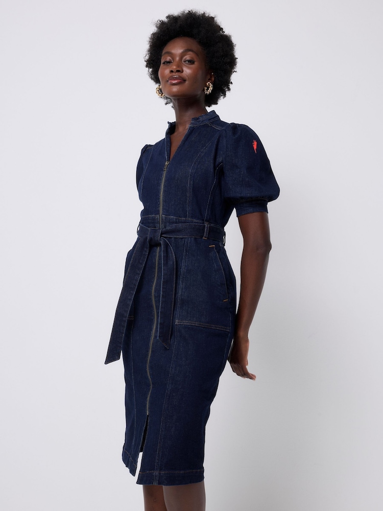 SCAMP & DUDE Denim Zip Detail Dress Rinse Wash - Imagem 1 de 5