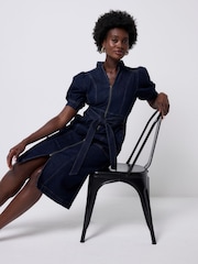 SCAMP & DUDE Denim Zip Detail Dress Rinse Wash - Imagem 2 de 5