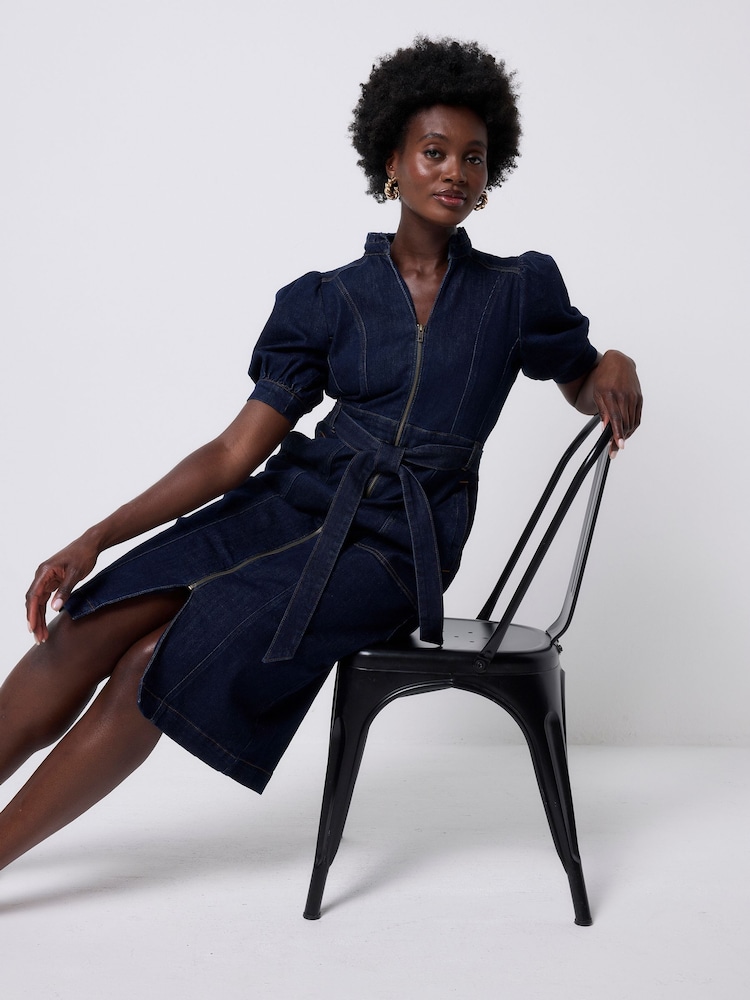 SCAMP & DUDE Denim Zip Detail Dress Rinse Wash - Imagem 2 de 5