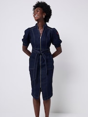 SCAMP & DUDE Denim Zip Detail Dress Rinse Wash - Imagem 3 de 5