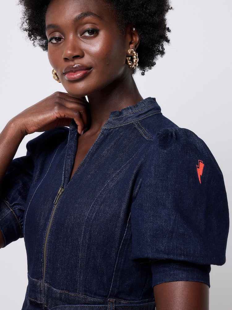SCAMP & DUDE Denim Zip Detail Dress Rinse Wash - Imagem 5 de 5