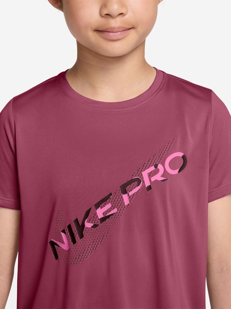 Nike Beet Pink Pro Dri-FIT Short Sleeve T-Shirt - Image 3 of 3 Nike Beet Pink Pro Dri-FIT Short Sleeve T-Shirt - Image 3 of 3