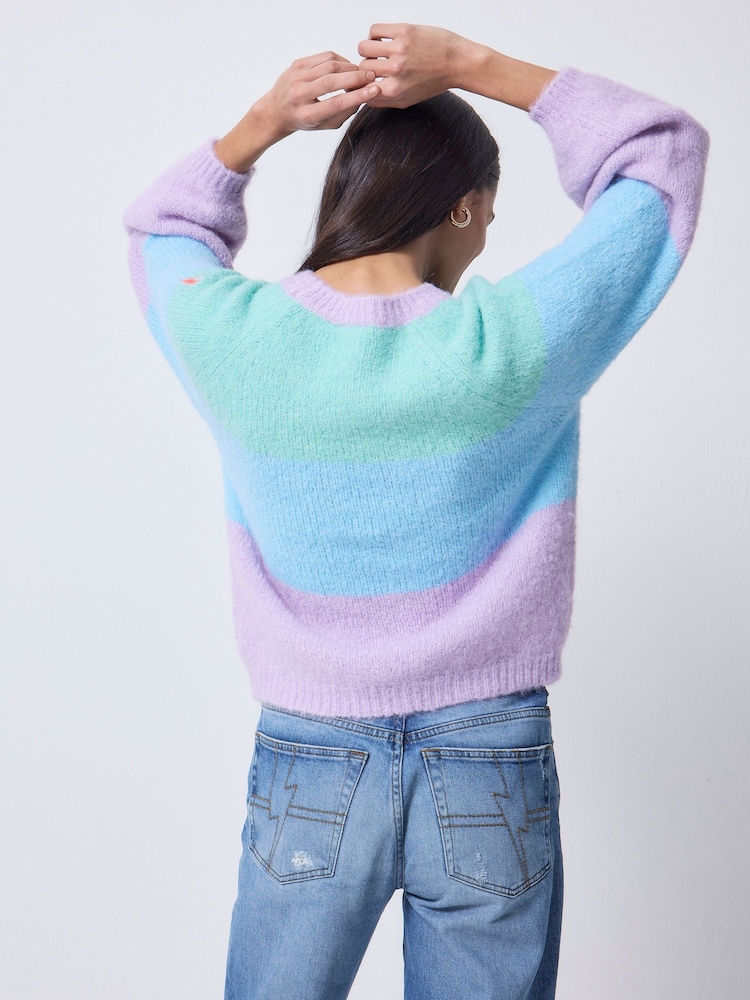 SCAMP & DUDE Blue Fluffy Pastel Colour Block Jumper - Image 2 of 5