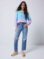 SCAMP & DUDE Blue Fluffy Pastel Colour Block Jumper - Image 3 of 5