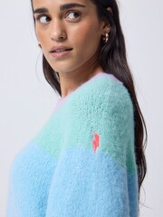 SCAMP & DUDE Blue Fluffy Pastel Colour Block Jumper - Image 5 of 5