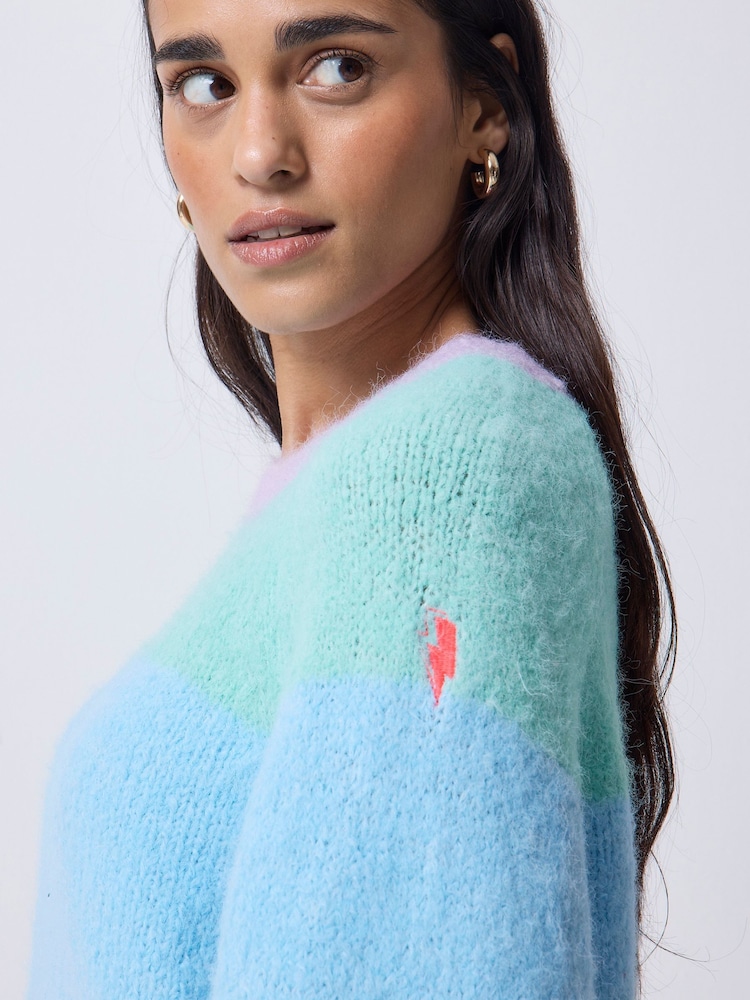 SCAMP & DUDE Blue Fluffy Pastel Colour Block Jumper - Image 5 of 5