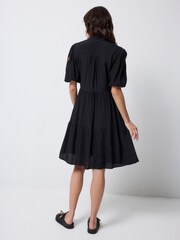 SCAMP & DUDE Black Zip Front Short Tiered Dress Textured - Image 2 of 5
