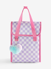Pink and Purple Pastel Gingham Print Lunch Bag - Image 4 of 4