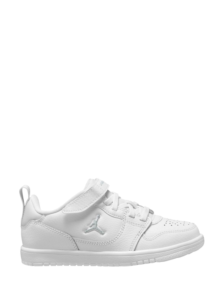 Jordan White/Silver Junior Access Court Low Trainers - Image 1 of 4