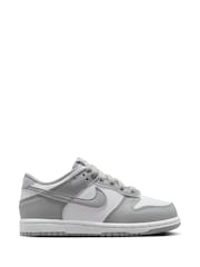 Nike White Grey Junior Dunk Low Trainers - Image 1 of 7
