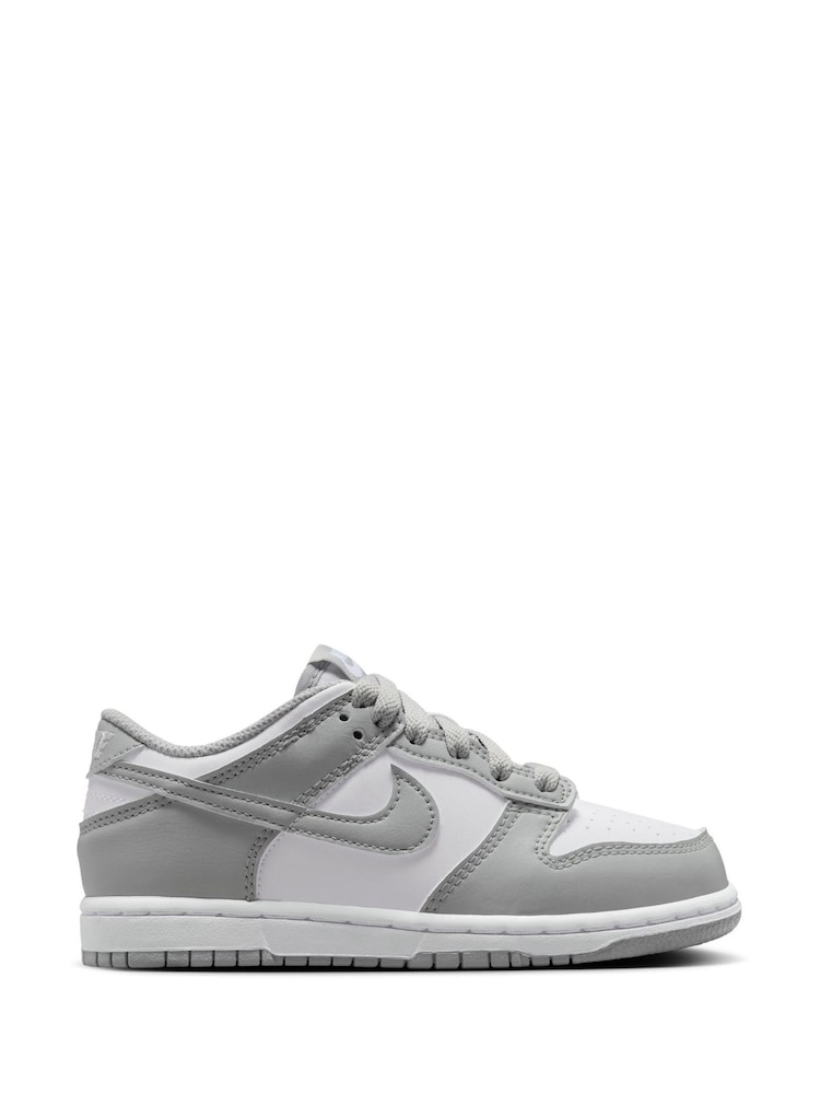 Nike White Grey Junior Dunk Low Trainers - Image 1 of 7 Nike White Grey Junior Dunk Low Trainers - Image 1 of 7
