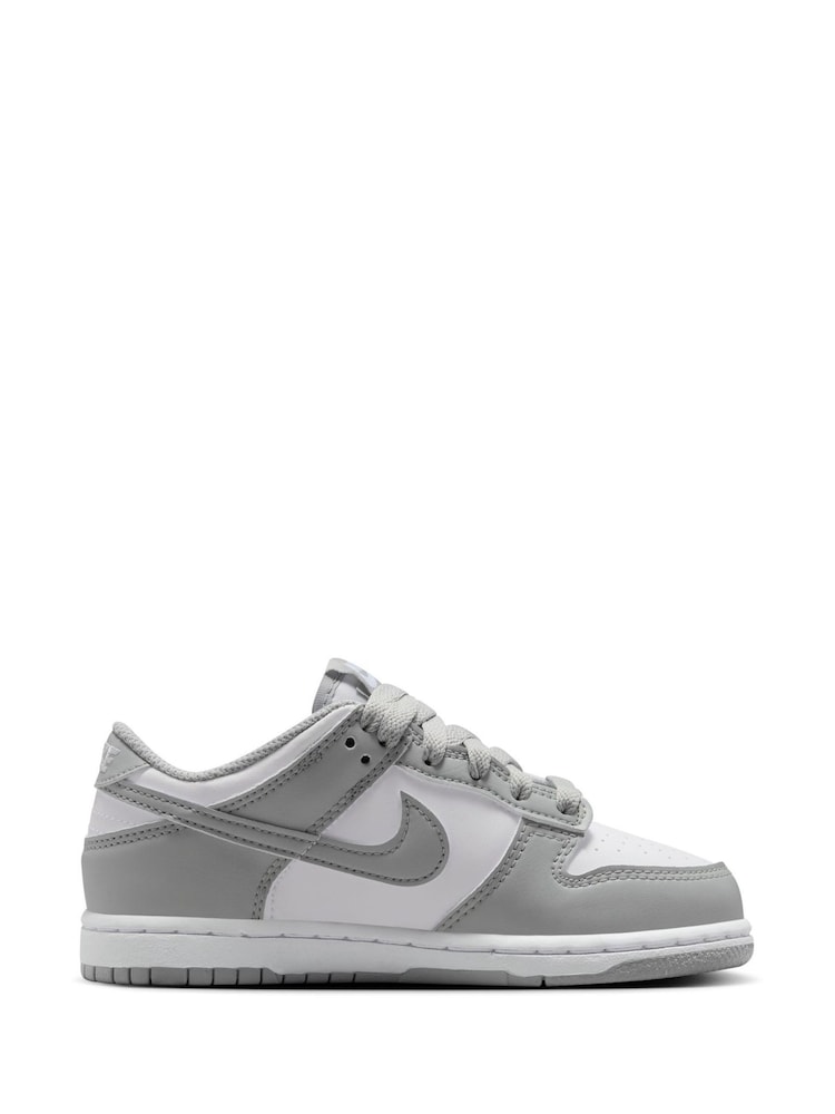 Nike White Grey Junior Dunk Low Trainers - Image 2 of 7 Nike White Grey Junior Dunk Low Trainers - Image 2 of 7