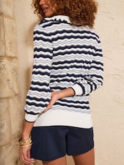 Love & Roses Striped Bow Detail Knitted Top - Imaginea 4 din 4