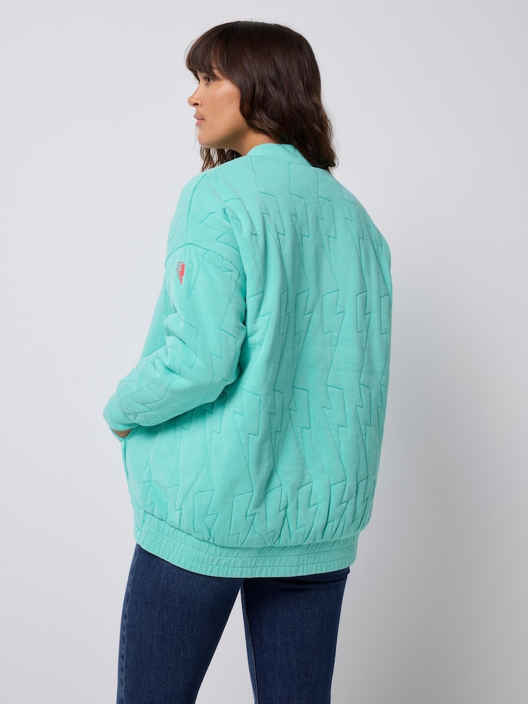 SCAMP & DUDE Blue Quilted Bolt Bomber Jacket - Image 2 of 5 SCAMP & DUDE Blue Quilted Bolt Bomber Jacket - Image 2 of 5