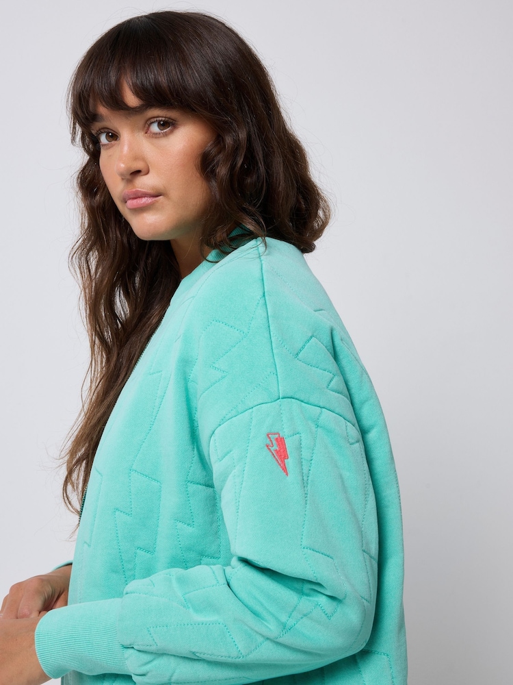 SCAMP & DUDE Blue Quilted Bolt Bomber Jacket - Image 5 of 5 SCAMP & DUDE Blue Quilted Bolt Bomber Jacket - Image 5 of 5