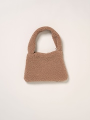 Miss brezrokavnik iz umetnega krzna, rjava majica, krilo in komplet torbice - Slika 4 iz 8