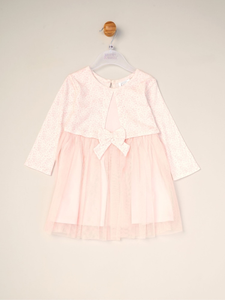 Miss Light Pink Mock Cardigan Dress For Baby - Image 3 of 3 Miss Light Pink Mock Cardigan Dress For Baby - Image 3 of 3