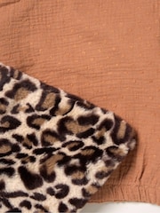 Miss Faux Fur Gilet Muslin Brown Top and Skirt with Bag Set - Image 2 of 7