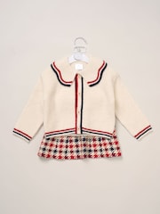 Miss True Knit White Cardigan with Check Skirt - Image 2 of 5