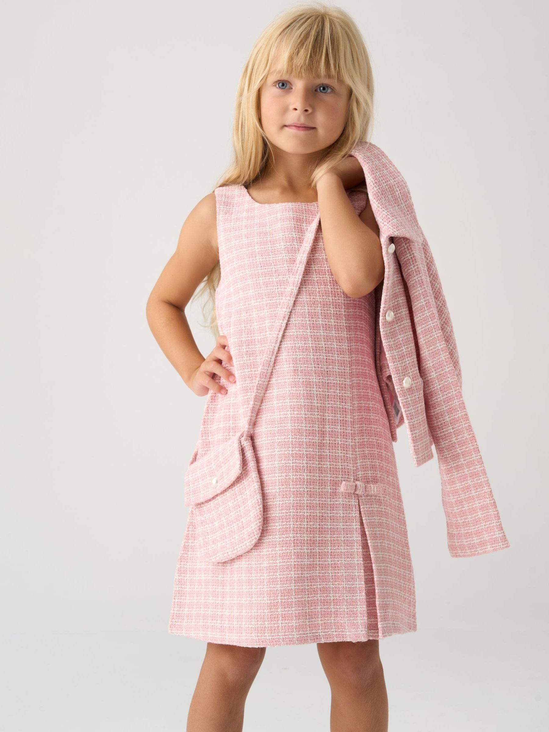 Buy Miss Pink Tweed Check Jacket, Dress And Bag Set from Next Canada