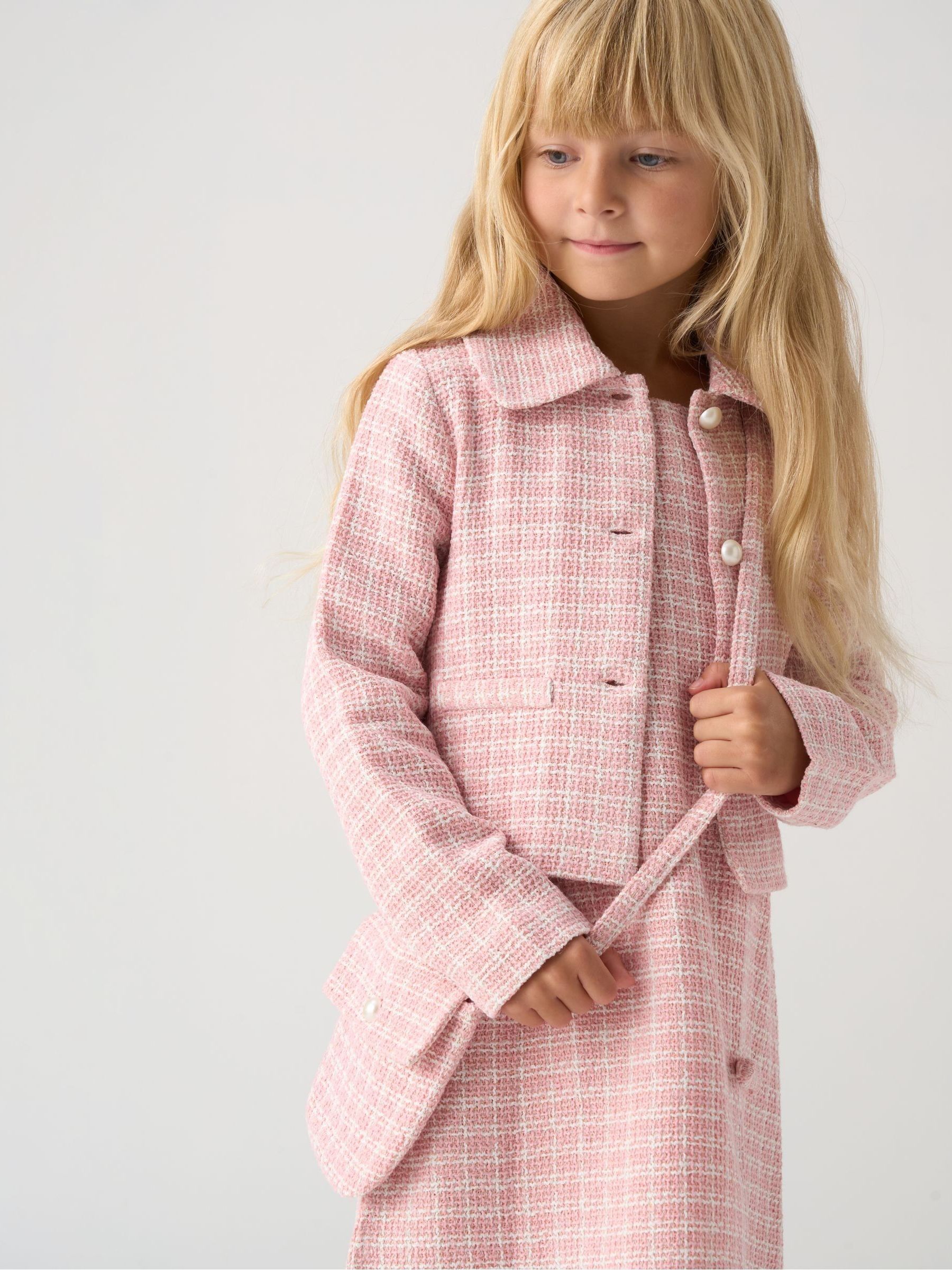 Buy Miss Pink Tweed Check Jacket, Dress And Bag Set from Next Canada