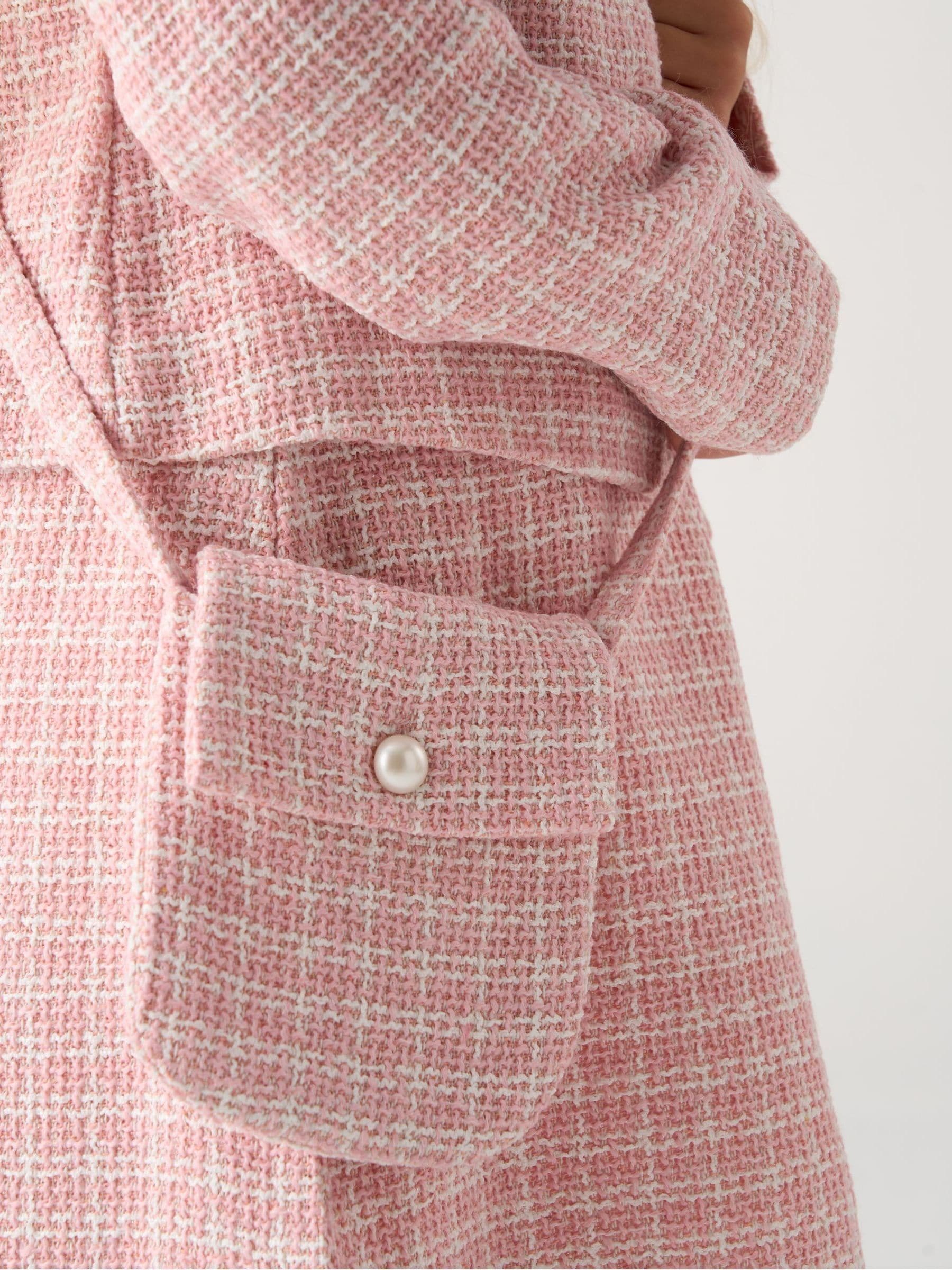 Buy Miss Pink Tweed Check Jacket, Dress And Bag Set from Next Romania