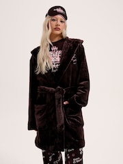 Juicy Couture Brown Crown Plush Hooded Robe - Image 1 of 4