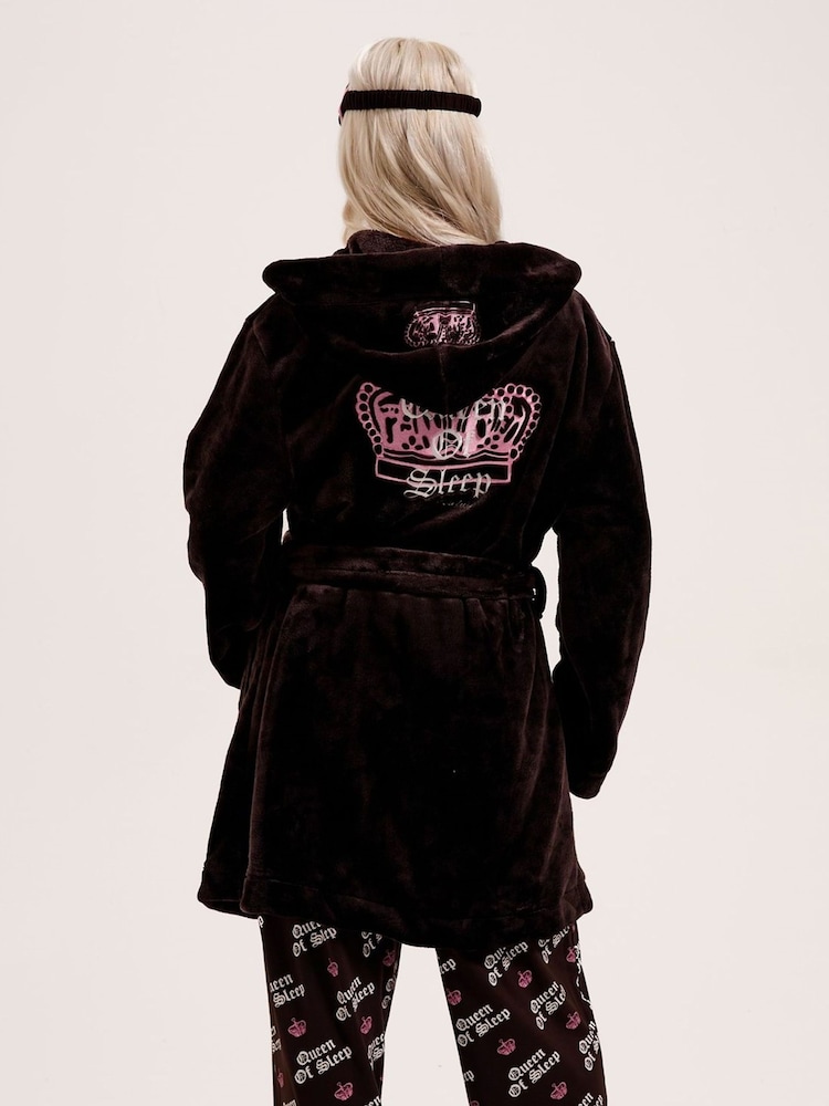 Juicy Couture Brown Crown Plush Hooded Robe - Image 2 of 4
