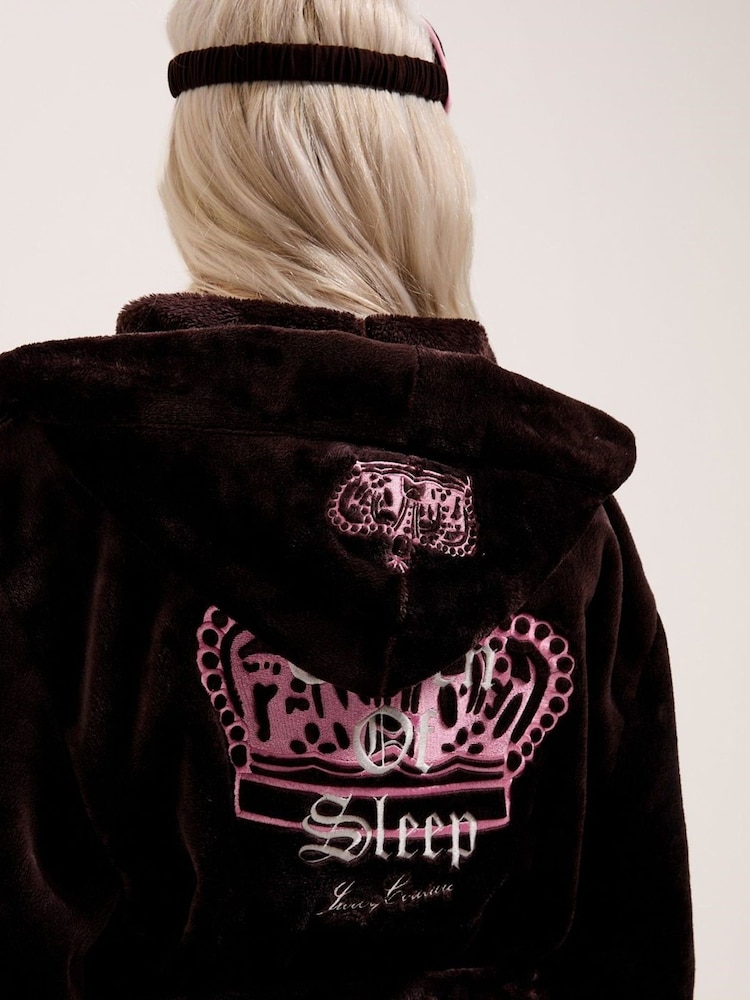 Juicy Couture Brown Crown Plush Hooded Robe - Image 4 of 4