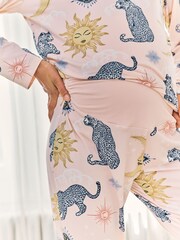 Chelsea Peers Pink Maternity Celestial Leopard Print Long Pyjamas Set - Image 6 of 7