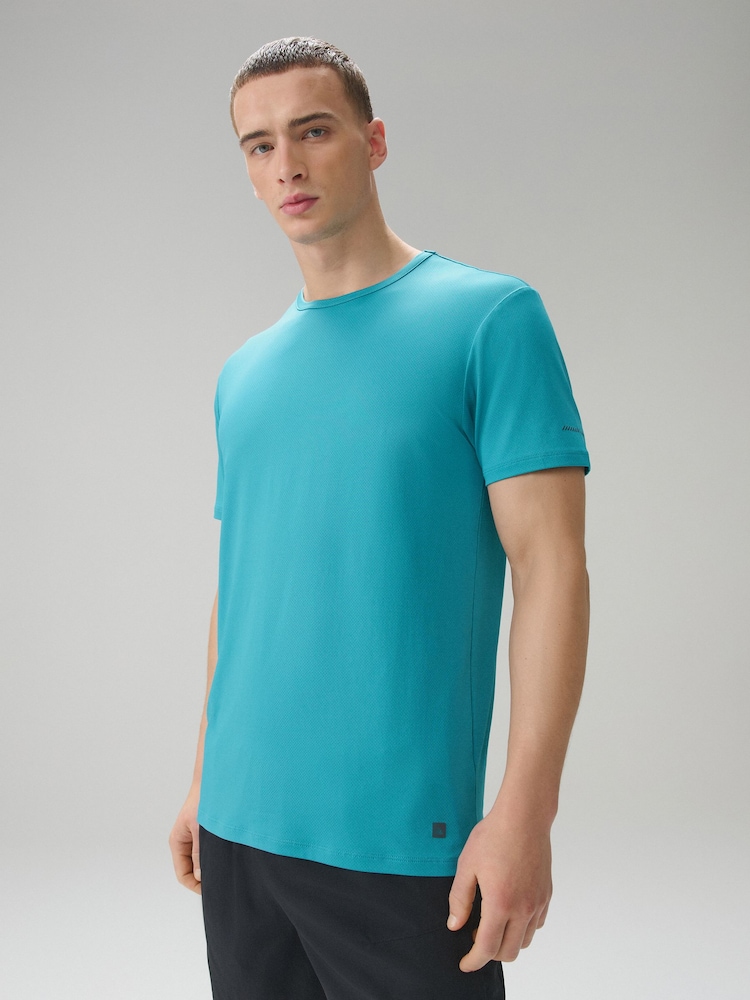 Teal Blue Short Sleeve Tee Active Gym Training Top - Image 1 of 9 Teal Blue Short Sleeve Tee Active Gym Training Top - Image 1 of 9