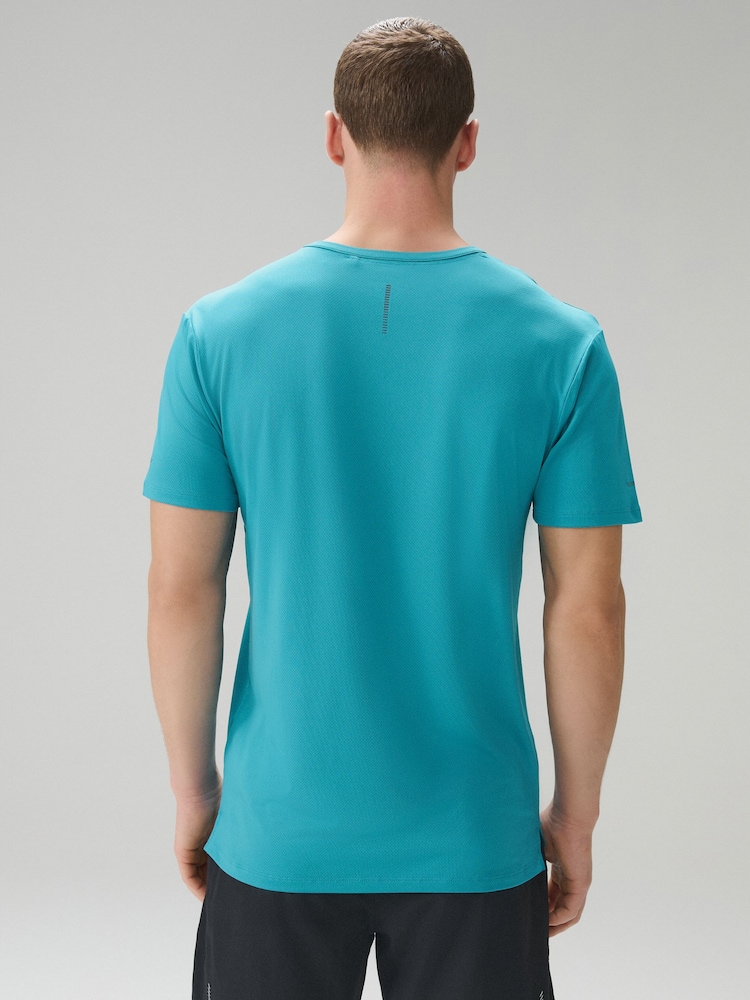 Teal Blue Short Sleeve Tee Active Gym Training Top - Image 2 of 9 Teal Blue Short Sleeve Tee Active Gym Training Top - Image 2 of 9
