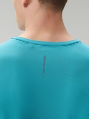 Teal Blue Short Sleeve Tee Active Gym Training Top - Image 4 of 9