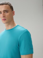 Teal Blue Short Sleeve Tee Active Gym Training Top - Image 5 of 9