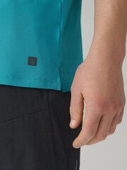 Teal Blue Short Sleeve Tee Active Gym Training Top - Image 6 of 9