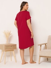 Yours Curve Red Youre My Jam Dipped Back Nightdress - Image 3 of 5
