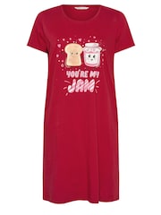 Yours Curve Red Youre My Jam Dipped Back Nightdress - Image 5 of 5