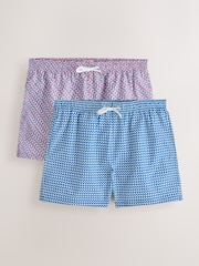 Red & Blue 2 Pack Geo Print Swim Shorts 5" - Image 1 of 5