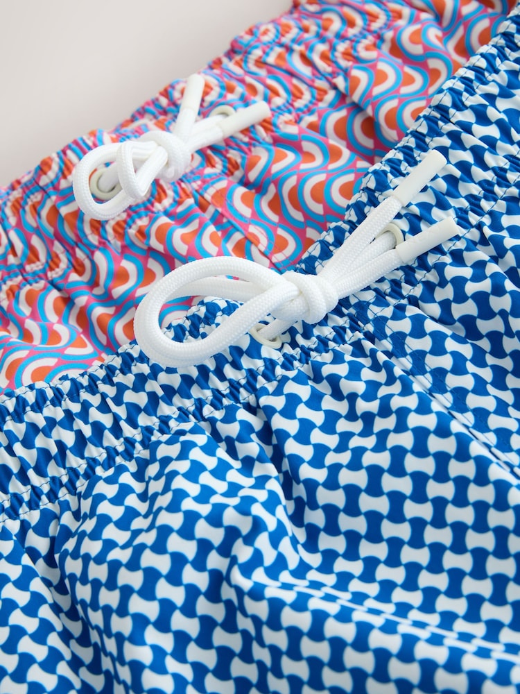 Red & Blue 2 Pack Geo Print Swim Shorts 5" - Image 5 of 5