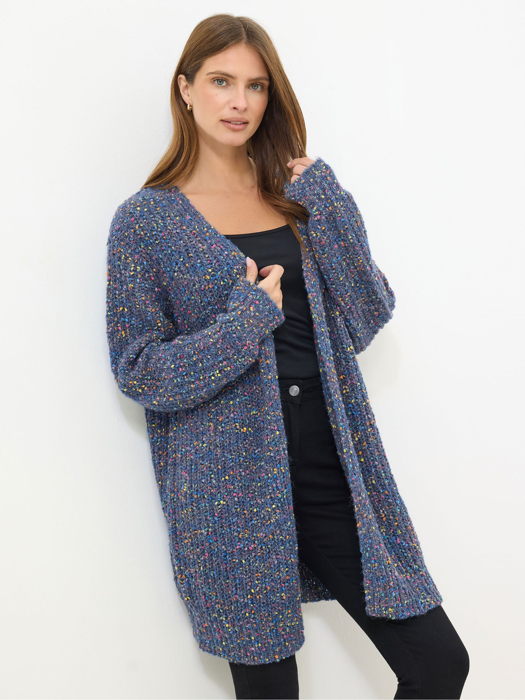 M & Co Women's Blue Chunky Cable Cardigan