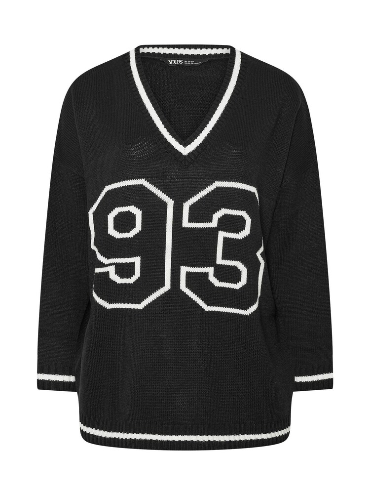 Yours Curve Black Slogan Number Jumper - Image 3 of 3