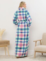 Long Tall Sally White Multi Check Borg Shawl Maxi Robe - Image 3 of 5