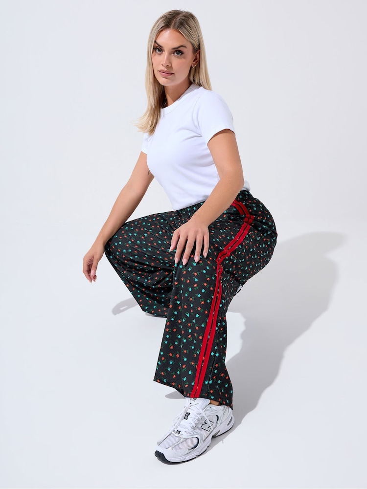 Yours Curve Black Limited Stripe Trousers - Image 1 of 5 Yours Curve Black Limited Stripe Trousers - Image 1 of 5