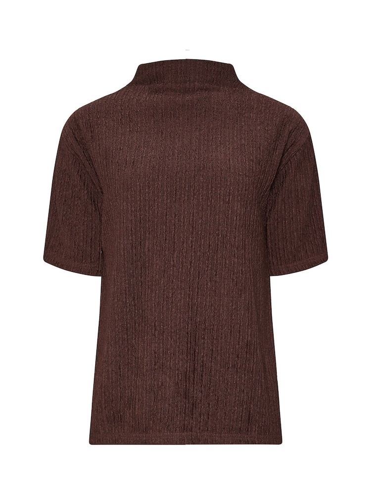 Long Tall Sally Brown Textured Funnel Neck Top - Image 5 of 5 Long Tall Sally Brown Textured Funnel Neck Top - Image 5 of 5