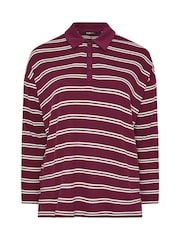Yours Curve Red Waffle Button Rugby Top - Image 6 of 6