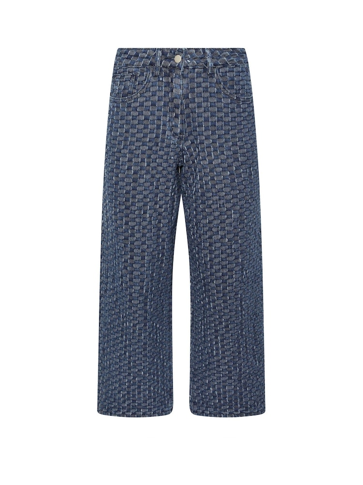 PixieGirl Petite Blue Textured Wide Leg Jeans - Image 5 of 5 PixieGirl Petite Blue Textured Wide Leg Jeans - Image 5 of 5