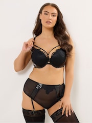 Yours Curve Black Padded Plunge Underwired Bra - Image 2 of 6
