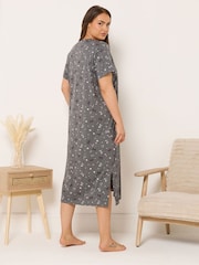 Yours Curve Grey Pink Bows Midaxi Nightdress - Image 3 of 5